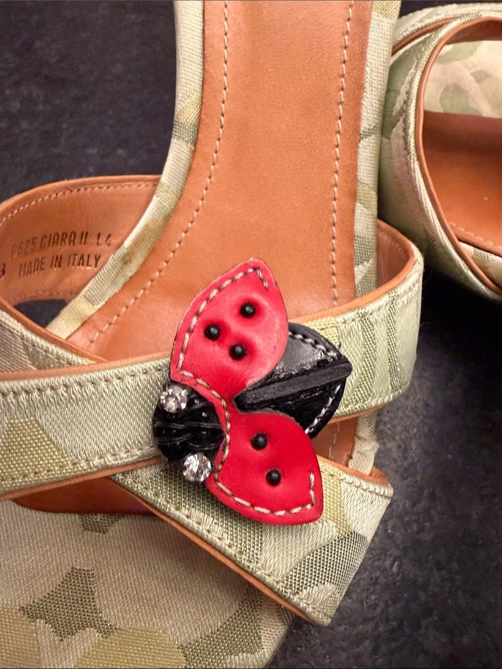 Coach rare ladybug slides vintage shoes 7 B